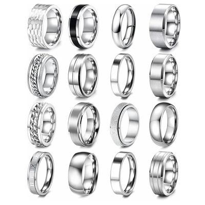 Fashion Titanium Steel Men's Ring Set Vacuum Plated No Color Loss Vintage Ring Temperament Couple for Men Woman Party Jewelry Birthday Gifts