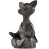 Whimsical Grey Buddha Cat Figurine Meditation Yoga Collectible Happy Cat Collection Cat Lover Gifts for Women Meditation Yoga Statuettes Decor