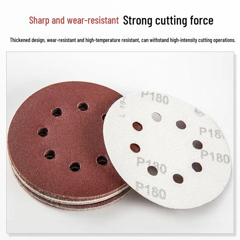 5-inch 8-hole Red Flocked Sandpaper Sheets, 125mm Velour Polishing Sandpaper