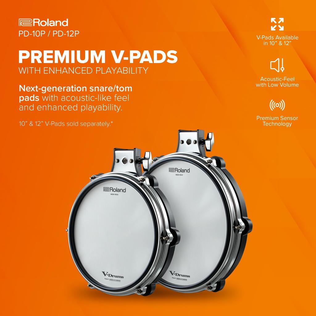 Roland Cm Premium Feel and Enhanced Playability Triple Piezo Sensor Hard Rubber Rim Improved Hoop Design Compatible with a Wide Range of Roland PD-12P