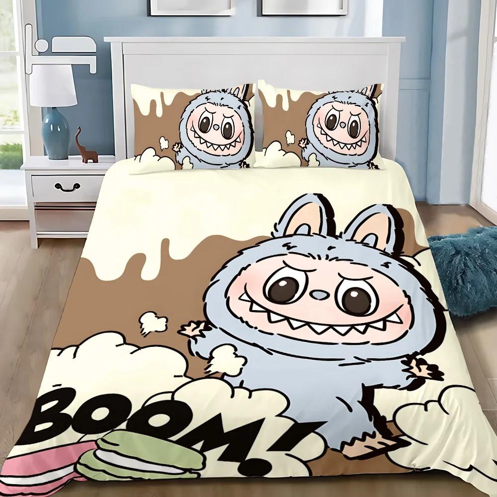 

Милый 3D постельный комплект Labu из 2/3 предметов для спальни, Детский подарок, Подростковый, Взрослый, Микрофибра, Двуспальный, Пододеяльник на молнии, Декор комнаты 140X200cm 2pcs