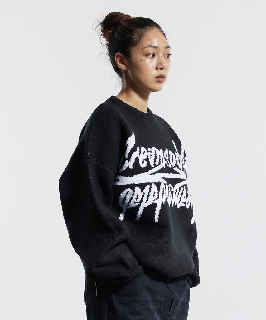 CREAM SODA LAB Big Graphic Jacquard Knit Sweatshirt Black
