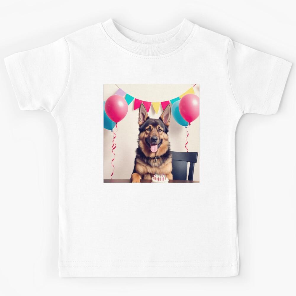 Beautiful portrait cute adorable German Shepherd with party hat Kids T-Shirt 120