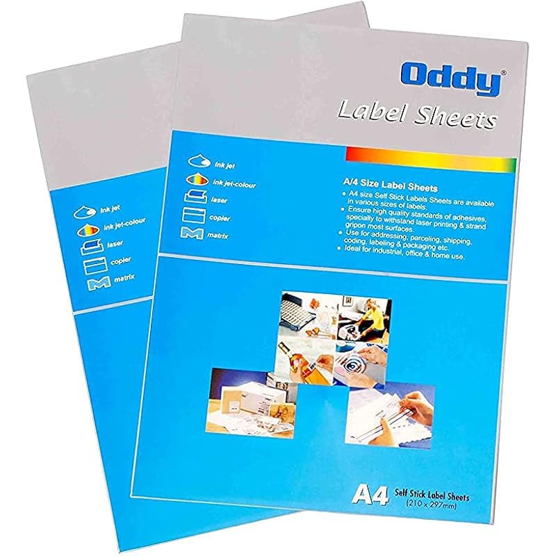 

Oddy A4 Self Adhesive Paper Label Stickers for Laser & Inkjet Printers - 1 Labels per Sheet - Pack of 100 Sheets - for S 7.86 X 11.38 Inch белый