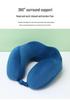 Blue Travel U-Shape Memory Foam Pillow: Foldable, Portable Neck Support with Buckle, Perfect for Naps.