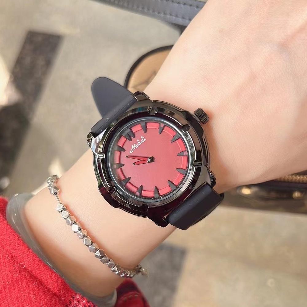 Autumn and winter silicone watch personality trend large dial black and red Xiaohongshu