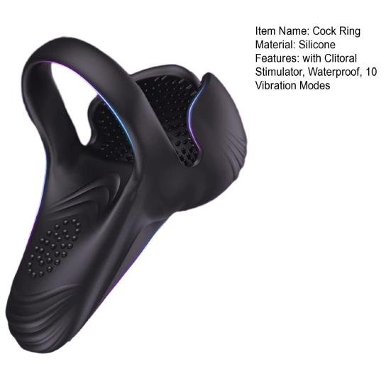Vibrating Cock Ring Couple Sex Toy with Clitoral Stimulator 10 Vibration Modes Remote Control Vibrator Silicone Cock Ring Enhances