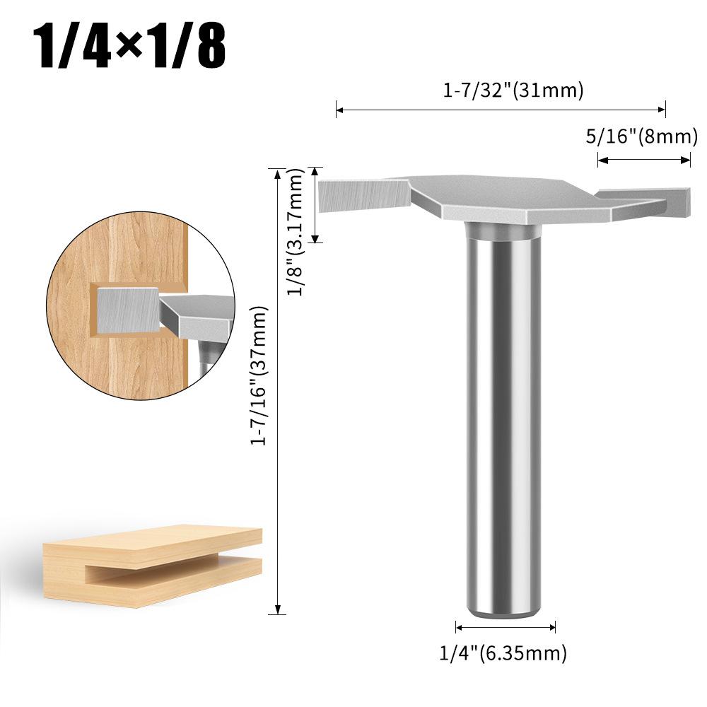 1/4 Schaft T-Messer 1/2 Nutfräser Legierung Nutfräserkopf Holzbearbeitung Fräser Wolframstahl Fräserkopf Holzbearbeitung Nutfräser