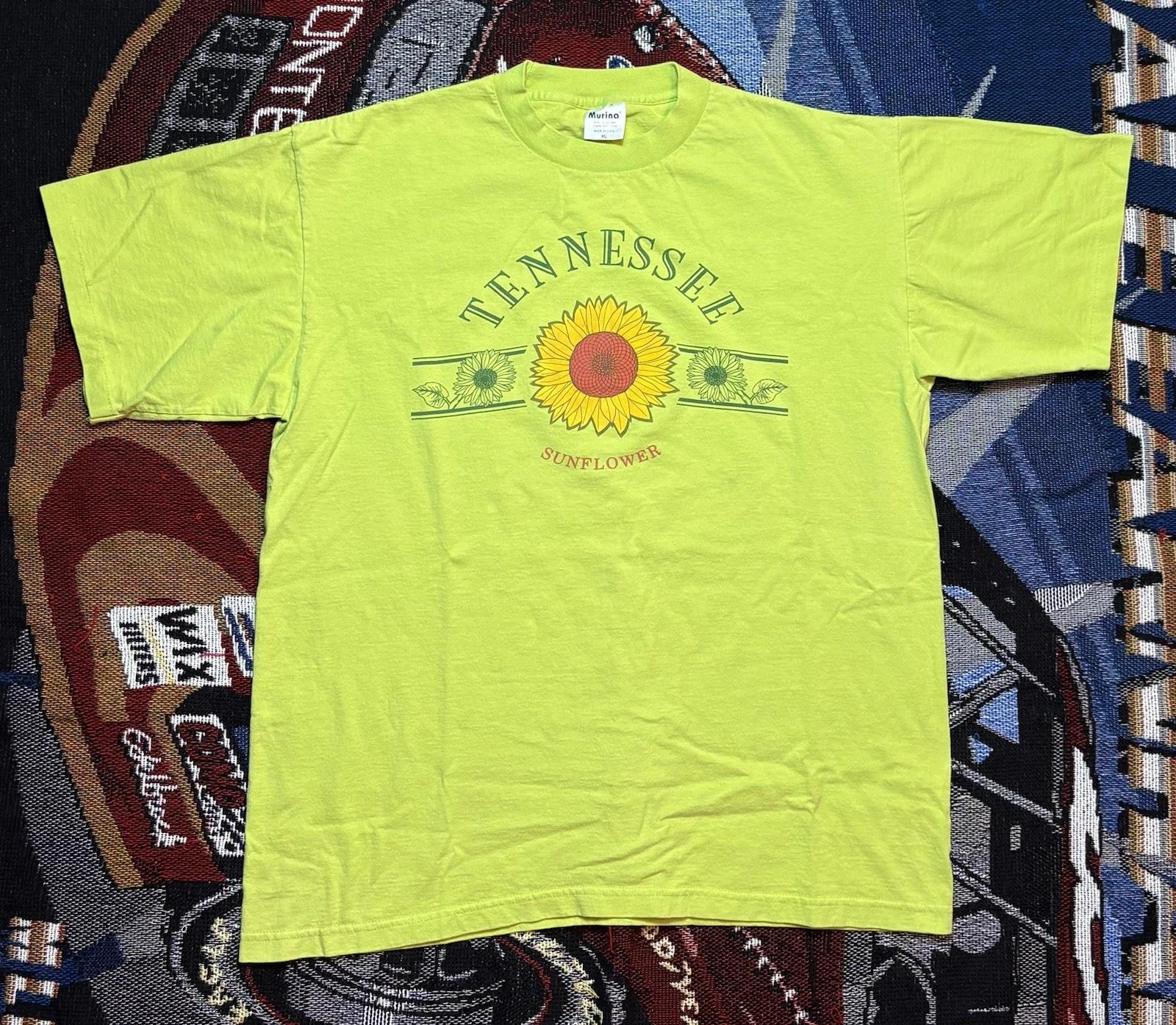 Vintage Sunflower Shirt Tennessee Flower Floral Short Sleeve XL Murina 90s Neon XL