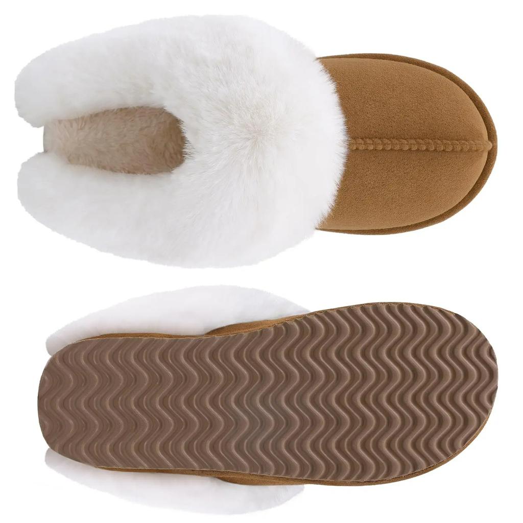 Fashion Crestar Women Fashion Fur Suede Slipper High Quality Fluffy Plush Faux Fur Soft Slippers Winter Indoor Home Cozy Cotton Slippers