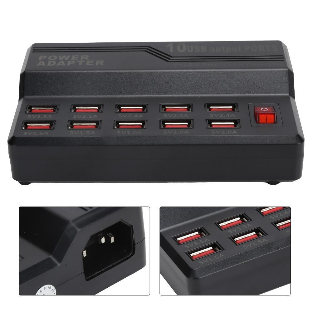 Universal 12A Power USB Smart Charger Fast Charging 10-Ports Multi Ports Charger 60W Power USB Charging Station Travel