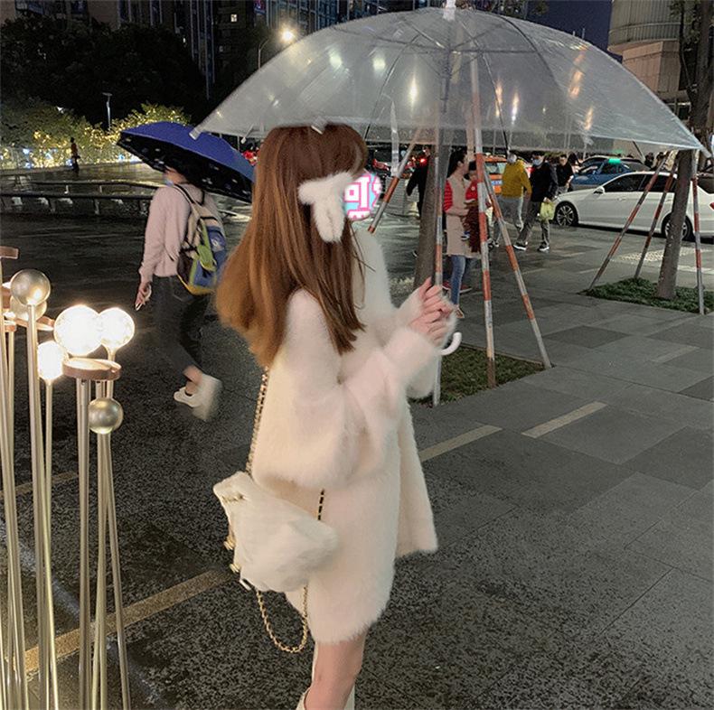 Women's Imitation Mink V-Neck Sweater - Spring & Autumn Korean Sweet Lazy Style, Soft & Plus Size Knitted Sweater