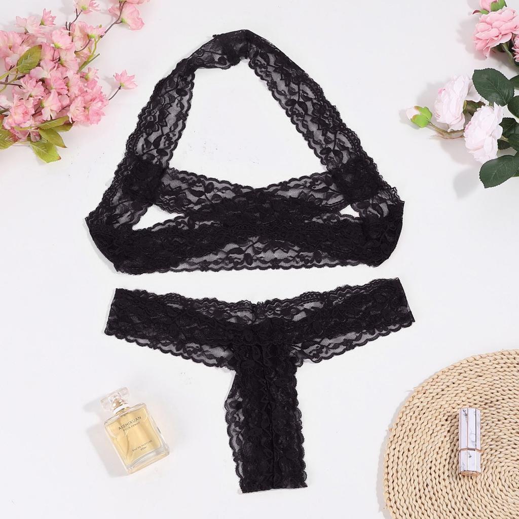 Women Erotic Lingerie Lace Bra Underwear Sleepwear G-String Separate Two-Piece Lingerie Sexy Ultra-Thin Porn Lingerie