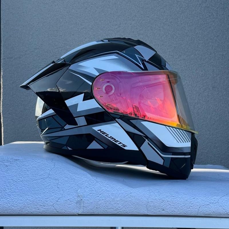Flip-Up Motorcycle Helmet With Dual Visors ABS Full Face Men Women Scooter Riders