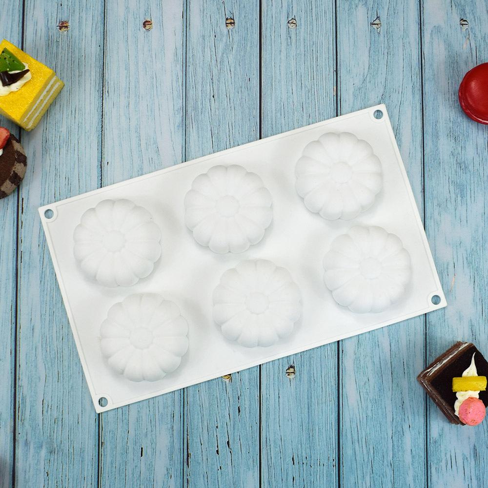 6 gleichmäßige Sonnenblumen-Silikonform, Gänseblümchen-Kuchenform, DIY-Brotform, Silikonformen für Kuchen, Mondkuchenform, Kuchen