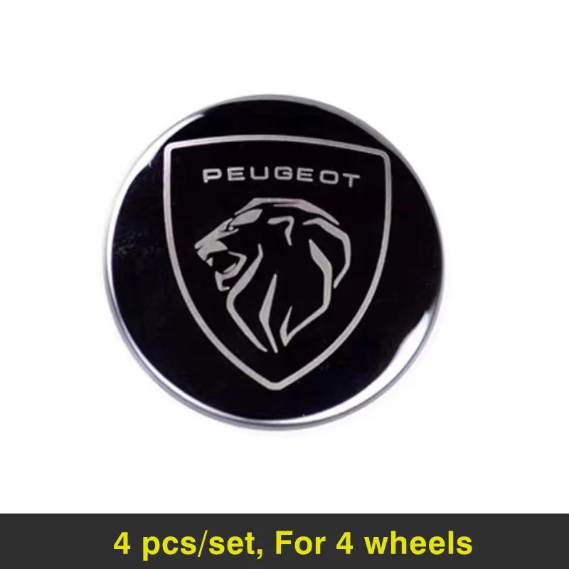 

2026 Hot Car Sticker 4Pcs Car Wheel Hub Center Cap Metal Emblem Stickers For Peugeot 206 307 308 3008 207 208 407 508 2008 5008