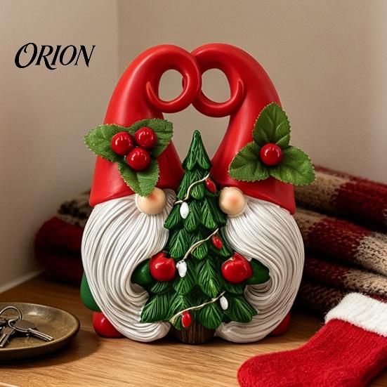 Indoor Christmas Party Supplies Gnome Figurine, Resin Swedish Tomte Statue with Xmas Tree/Gift Bag, Gnomes for Home Decor Collectible Holiday