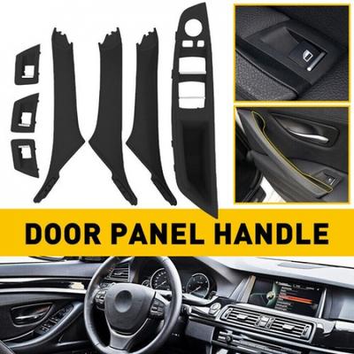 7PCS Black Inner Door Panel Handle Pull Trim Cover For BMW 5 Series F10 F11 535i