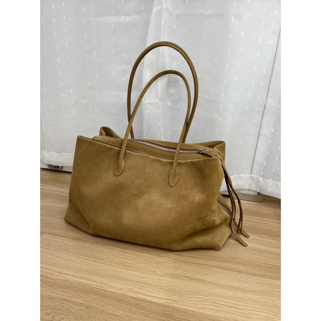 2025 Autumn and Winter Large Capacity Tote Bag Suede Leather Tote Women's Bag Minimalist Shoulder Underarm Cowhide Handbag