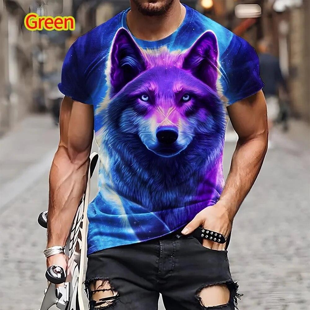 

Новая футболка с изображением животных, футболка с волком и 3D-принтом, летний крутой топ в стиле хип-хоп с короткими рукавами