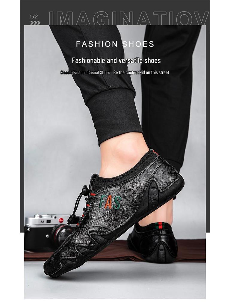 Men's Plus Size Casual Leather Moccasins: Spring/Summer British Style in Cowhide