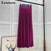 Neuer High Waist Rüschen-Halbrock Damen Fließender Elastischer Bund Vielseitig Schlankmachend Elegant Einfarbig Langes Kleid