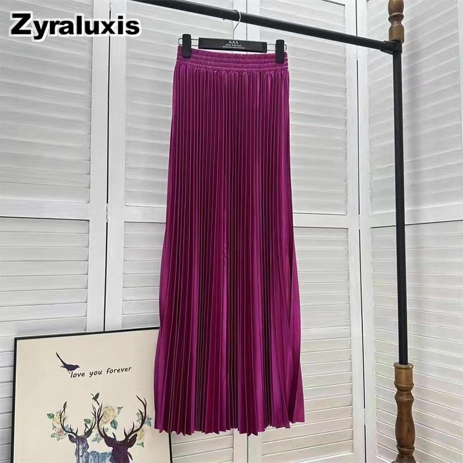 Neuer High Waist Rüschen-Halbrock Damen Fließender Elastischer Bund Vielseitig Schlankmachend Elegant Einfarbig Langes Kleid