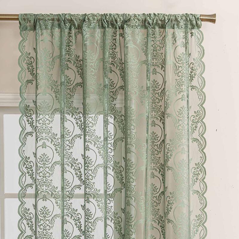 Perdea din Voal cu Dantelă Stil Fresh Wave American pentru Sufragerie, Dormitor, Balcon, Perdea Finisată cu Broderie, Panou Divizor