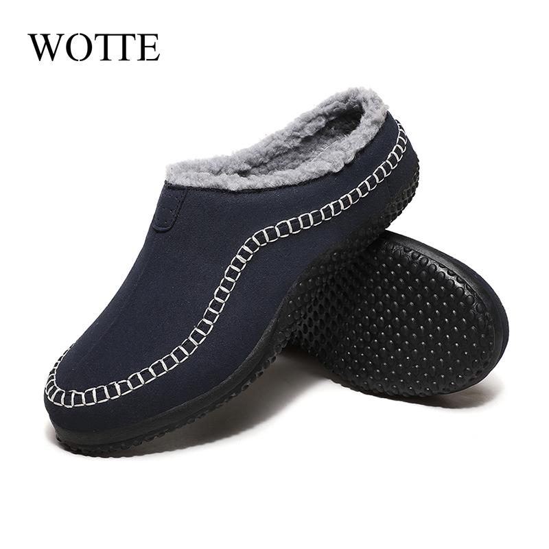 Men Cotton Slippers Winter Sneakers Comfortable Cold-Proof Casual Shoes Men Plush Warm Outdoor Walking Mans Footwear Big Size 48