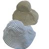 Japan and Korea Folding Simple Black and White Striped Large Brim Sunshade Sunscreen Windproof Women's Summer Versatile Quick-drying Basin Hat Fl