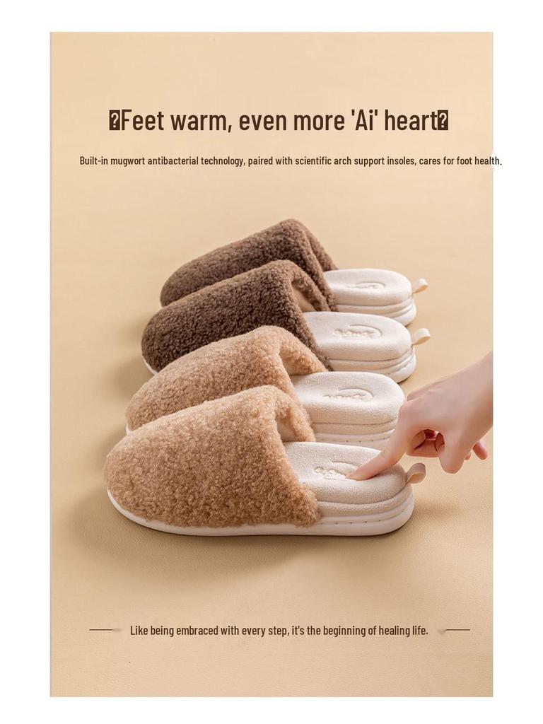 Detachable Winter Indoor Non-Slip Furry Velvet Waterproof Slippers for Couples