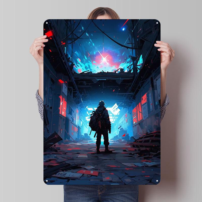 Post-Apocalyptic Cityscape Metal Signs City Poster Living Room Decoration Custom Tinplate Sign for Wall Art Decoration Retro