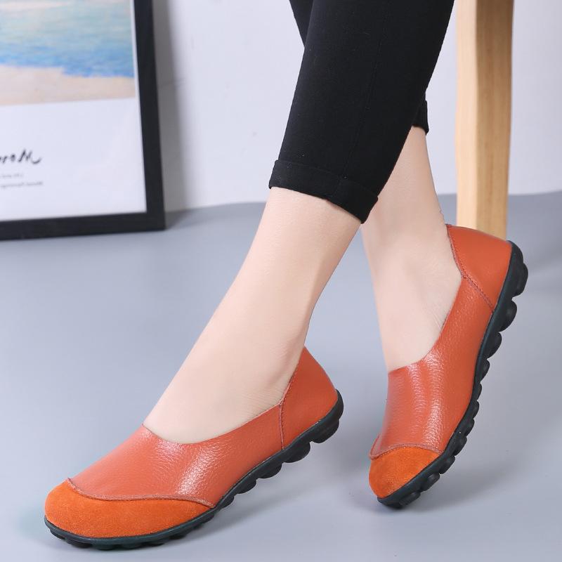 Sommer Dameskinn Kjøresko Komfortable Ballerinaer Fritidssko Slip-on Sykepleier Gå Graviditetssko for Mor