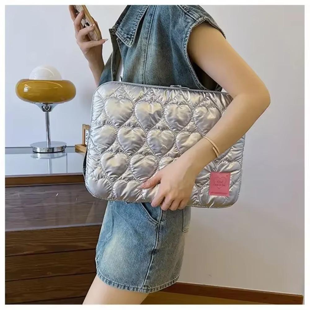 11/15inch Puffy Laptop Bag Embroidery Macaron Color Notebook Bag Shockproof Love Pattern Computer Case for Ipad/Macbook