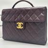 Handbags Business Bags Briefcases Coco Logo Caviar Leather Quilted Large Logo Turnlock Bordeaux Wine Red
