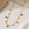 Popular Color Pentagram Necklace Stainless Steel Clip Bead Chain Daily Versatile Ladies Collarbone Chain