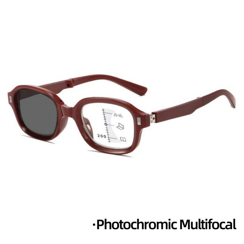 Portable Foldable Photochromic Reading Glasses Men Women Progressive Multifocal +1.0 To +4.0 Outdoor Presbyopia Glasses