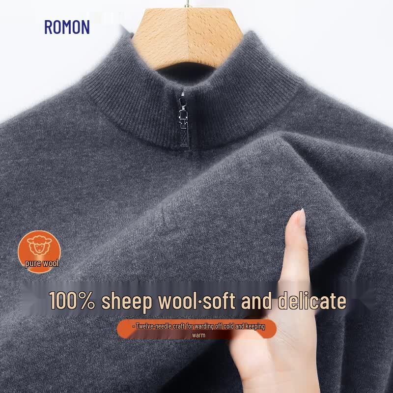 Luomeng Men s 100% Merino Wool Half-Zip Pullover Sweater M
