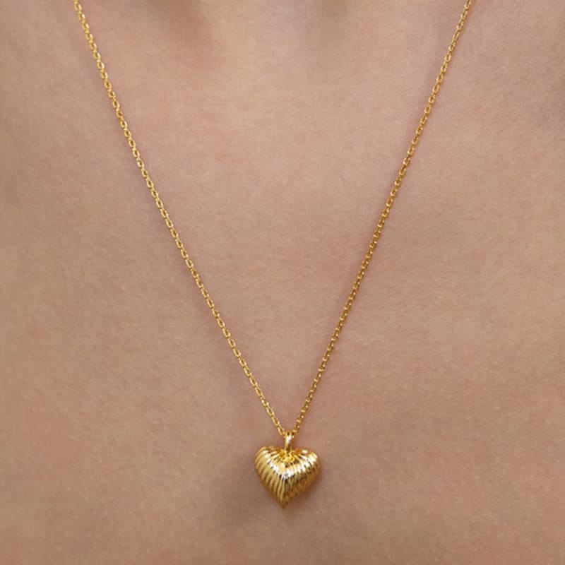 Tatiana (925 Silver) Heart Shell Locket Pendant Long Necklace NZ2505