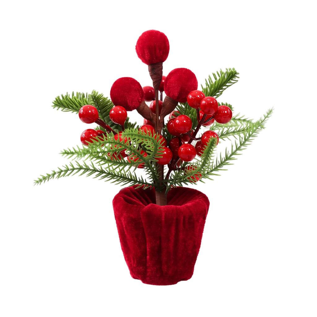 Weinrot Samt Weihnachtskugel im Topf Feiertagsdekoration für Tischmittelstück