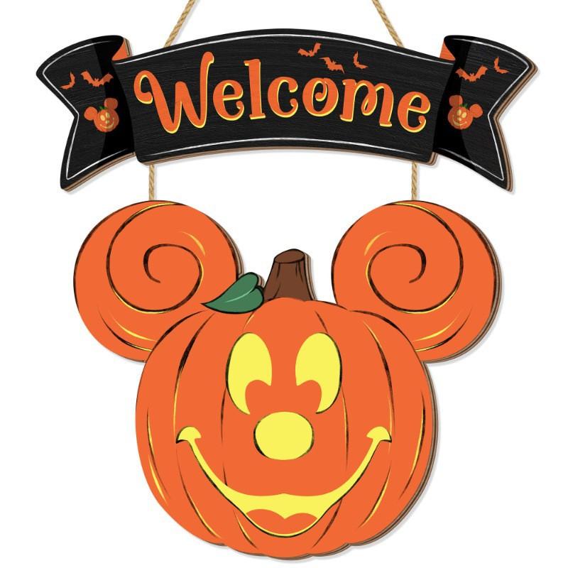 

1pcs Wooden Halloween Mouse Head Pumpkin Decoration Welcome House Sign Home Window Wall Wooden Door Decoration 35x31x0.5cm