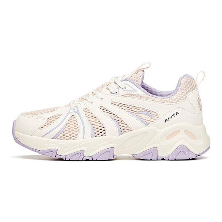 Anta Youth  Lingzhao Mesh Shock Absorbing Non-Slip Wear-Resistant Breathable Low-Top Running Shoes Kids sneaker White Pink A332128811-5