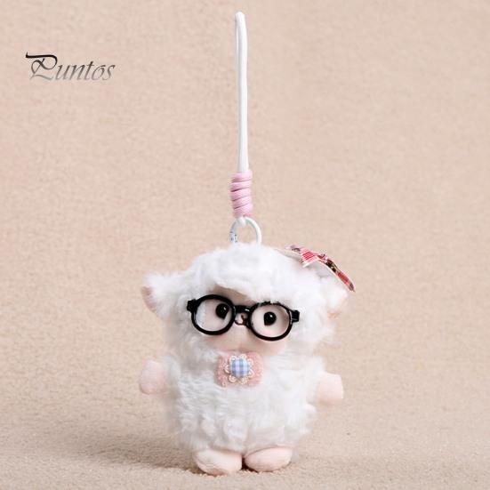Aesthetic Keychain Gift Plush Sheep Doll Pendant for Bags And Keys, Soft Curly Stuffed Animal Waxy with Bow Glasses Accessories, Cute Hanging Ornament