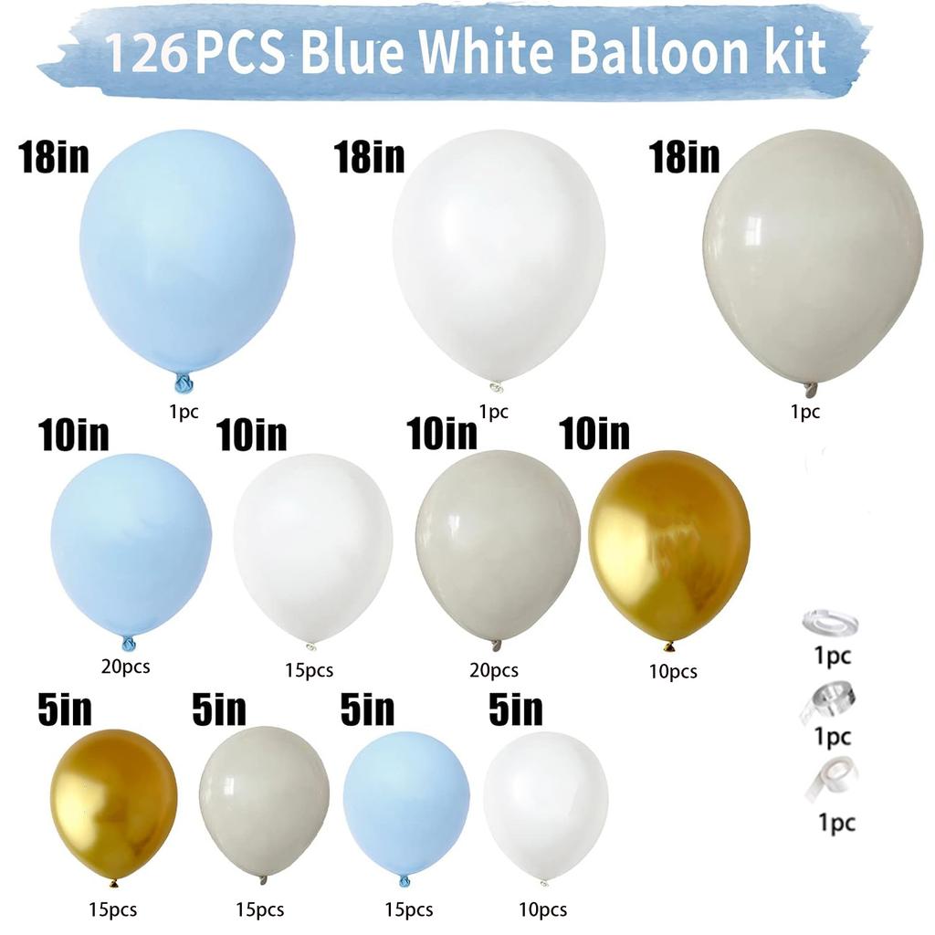 Blue White and Gold Balloon Arch Set Is Suitable for Birthday Weddings Theme Events Holiday Decorations and Other Occasions