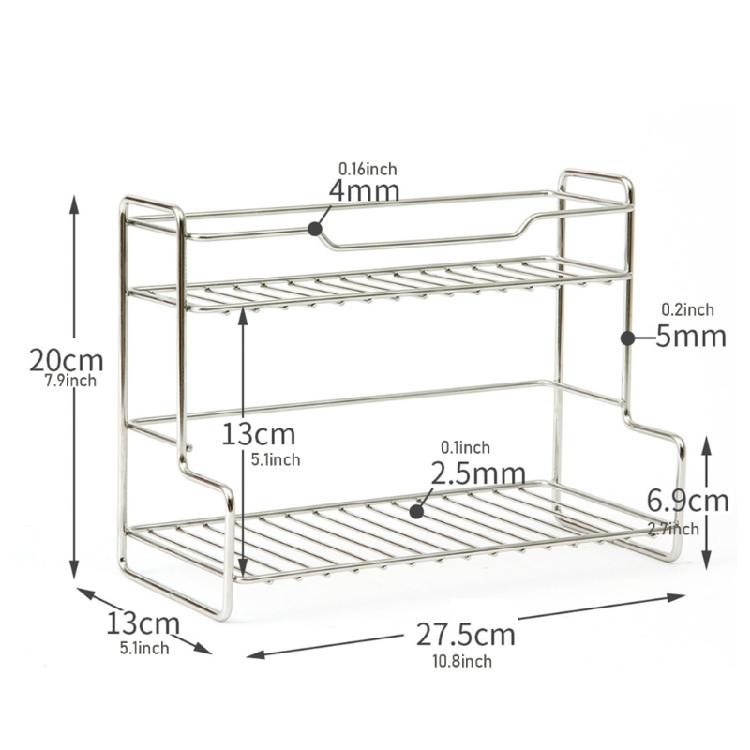 Schlafzimmer und Küche Doppellagiges Robustes Edelstahl-Lagerregal zur Organisation von Büchern, Zeitschriften und Gewürzen