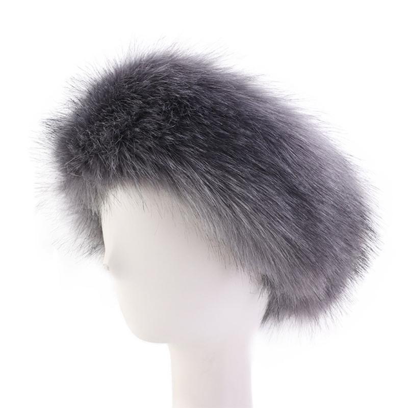 Fashion Fluffy Winter Warm Cap Wide Headband Elastic Outdoor Ski Hats Furry Ear Warmer Soft Warm Earmuff for Women