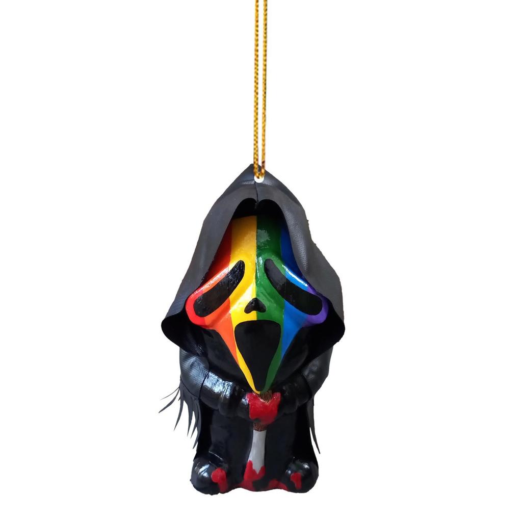 2D Christmas Tree  Halloween Ornaments Pendant Acrylic Flat Cartoon Christmas Gift Pendant Ornaments