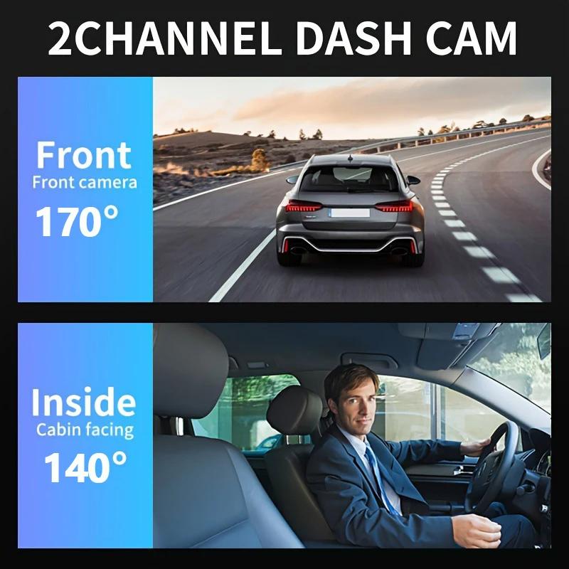New 1080P WIFI Dual Camera Dash Cam for Cars,Front and Inside,car Camera with IR Night Vision,Loop Recording,wide Angle Car DVR Came
