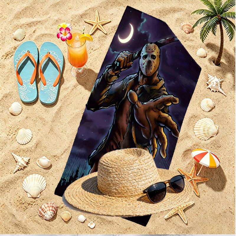 Jason Voorhees Print Beach Towel, Versatile Lightweight Absorbent Beach Towel for Pool Surf Yoga Bathroom, Perfect Birthday Holiday Gift