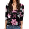 Women's T Shirt CHristmas Print 3/4 Sleeve Daily Weekend Fashion Basic V- Neck Regular Top